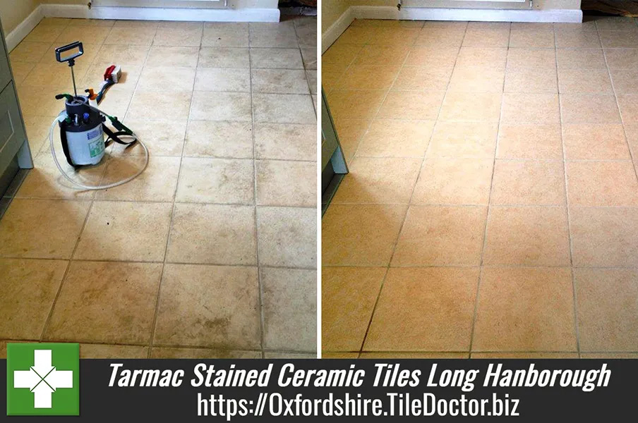 Cleaning Tarmac Stained Ceramic Tiles in Long Hanborough