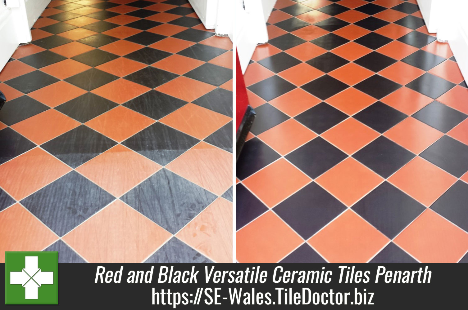 Cleaning Red and Black Versatile Ceramic tiles in Penarth