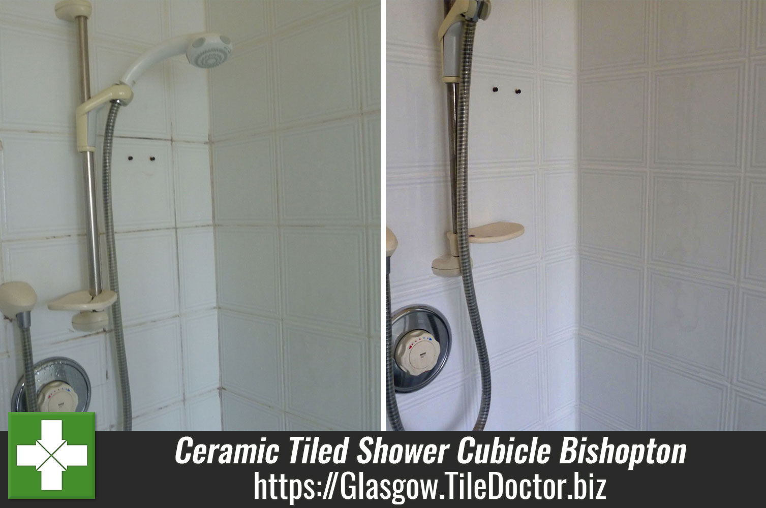 Grubby Ceramic Tiled Shower Cubicle Refreshed in Bishopton