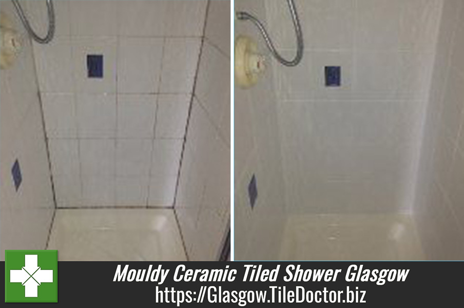 Mouldy Ceramic Tiled Shower Refreshed in Glasgow