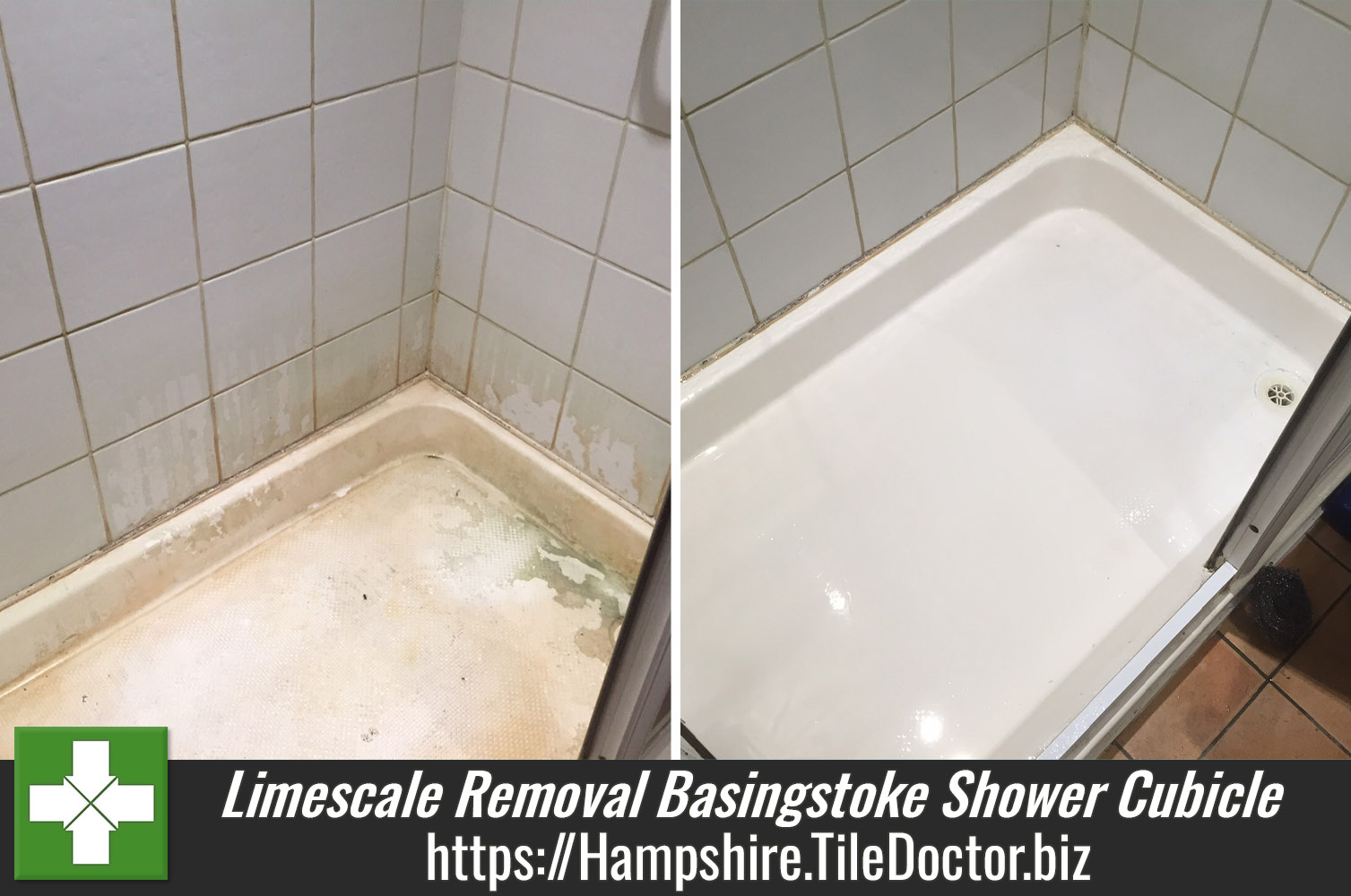 Limescale Removed From Ceramic Tiles in Basingstoke Shower Cubicle