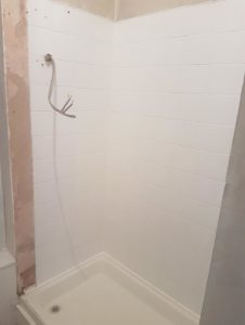 Smoke Damanged Shower Tiles After Restoration Ayr