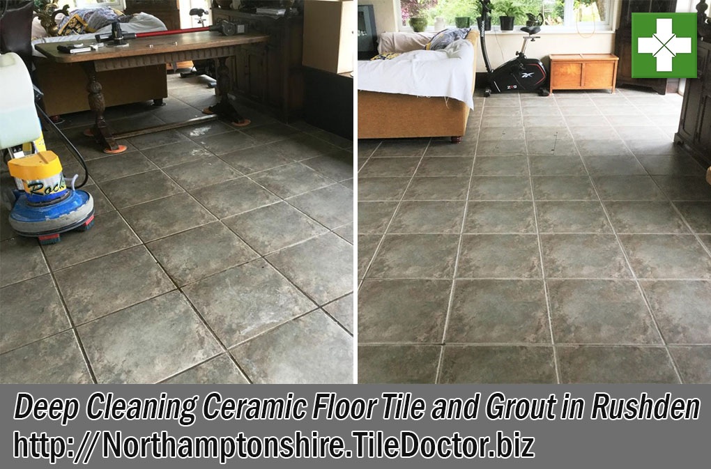 Ceramic Tile Grout Before and After Cleaning in Rushden