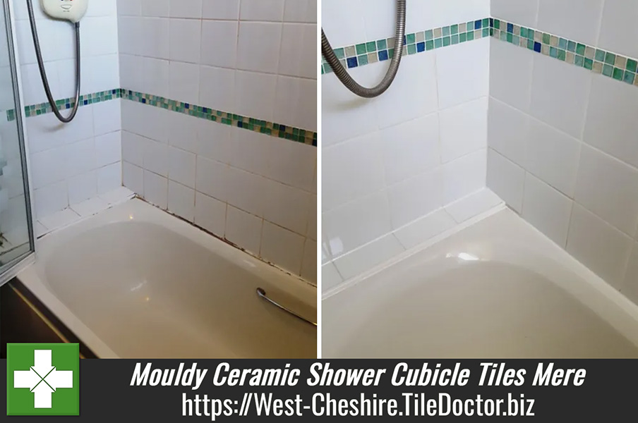Rejuvenating a Mouldy Ceramic Shower Cubicle Tiles in Mere