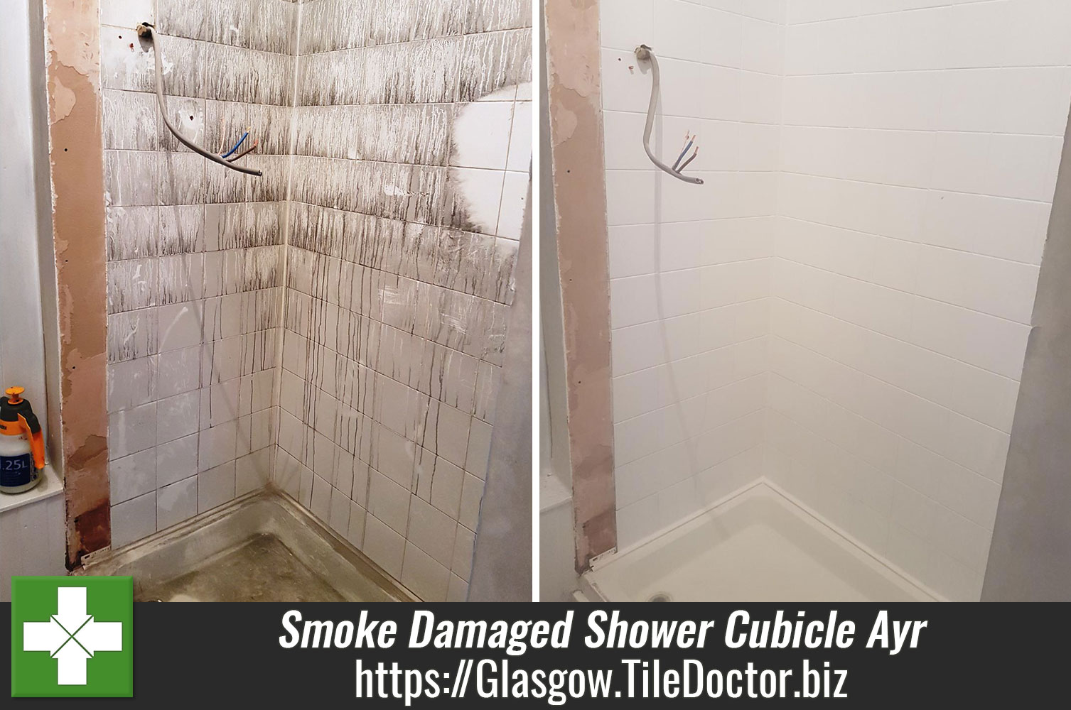 Smoke Damaged Shower Cubicle Renovation in Ayr