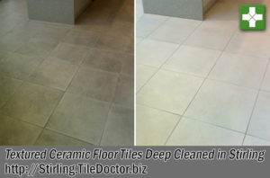 Textured Ceramic Shop Floor Tiles Before After Cleaning Stirling