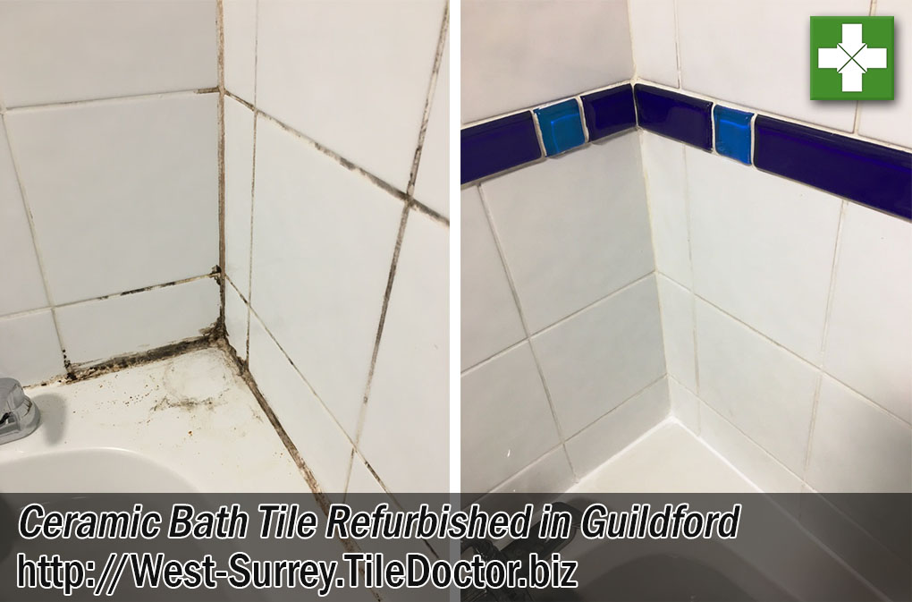 Ceramic Bath Tile Before After Cleaning Guildford